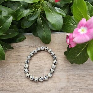 Dalmatian Jasper Beaded Bracelet 8mm